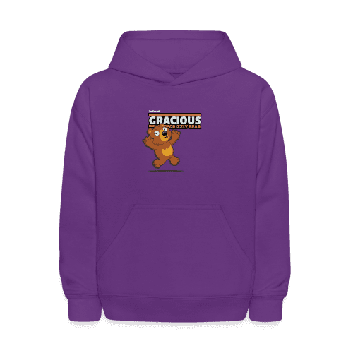 Gracious Grizzly Bear Character Comfort Kids Hoodie - purple