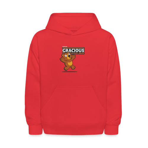 Gracious Grizzly Bear Character Comfort Kids Hoodie - red