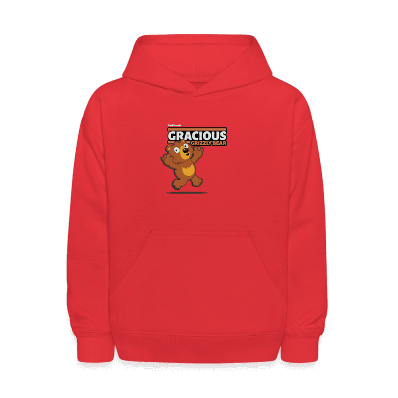 Gracious Grizzly Bear Character Comfort Kids Hoodie - red