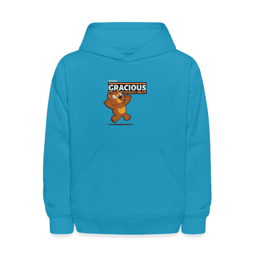 Gracious Grizzly Bear Character Comfort Kids Hoodie - turquoise