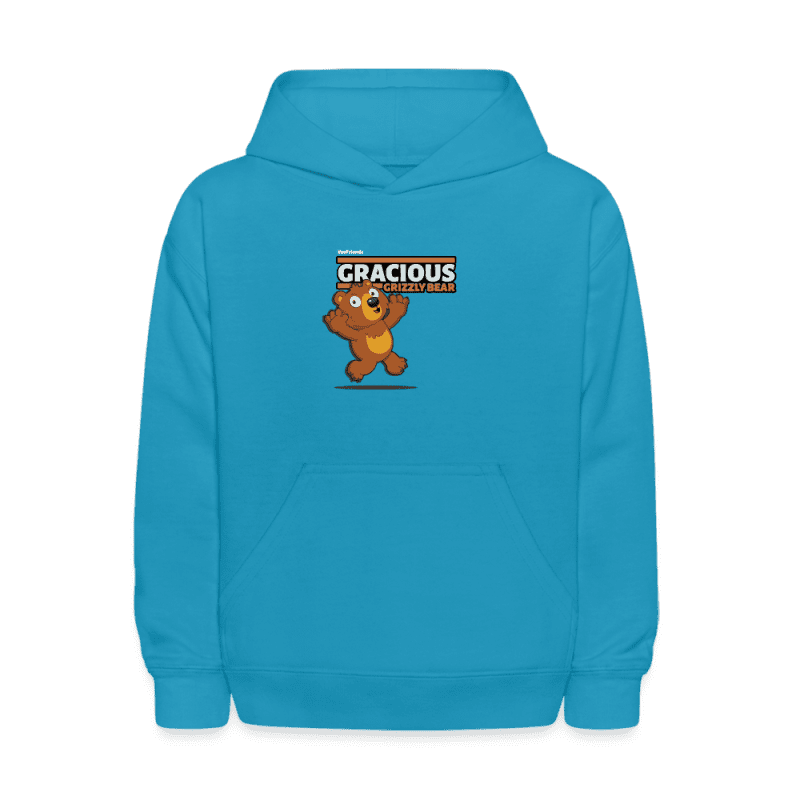 Gracious Grizzly Bear Character Comfort Kids Hoodie - turquoise