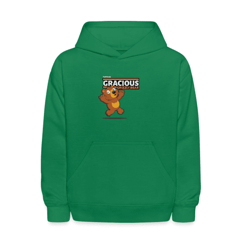 Gracious Grizzly Bear Character Comfort Kids Hoodie - kelly green