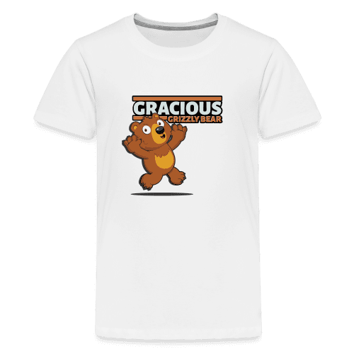 Gracious Grizzly Bear Character Comfort Kids Tee - white