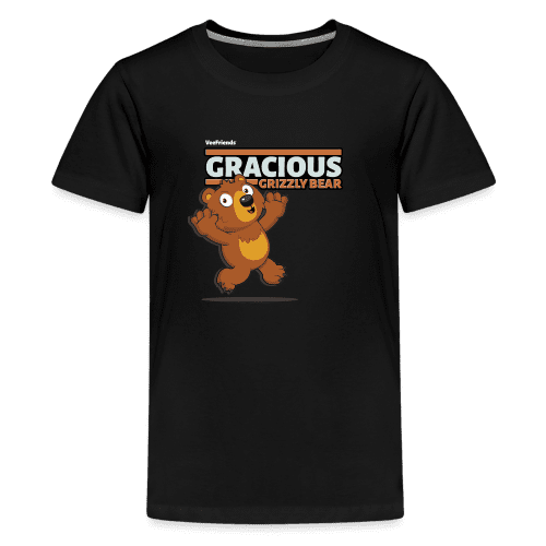 Gracious Grizzly Bear Character Comfort Kids Tee - black