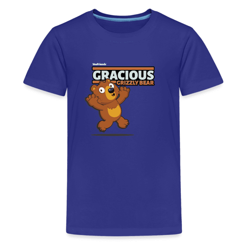 Gracious Grizzly Bear Character Comfort Kids Tee - royal blue