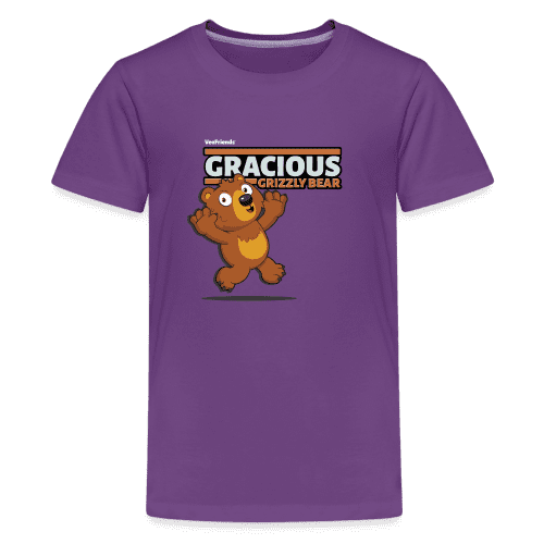 Gracious Grizzly Bear Character Comfort Kids Tee - purple