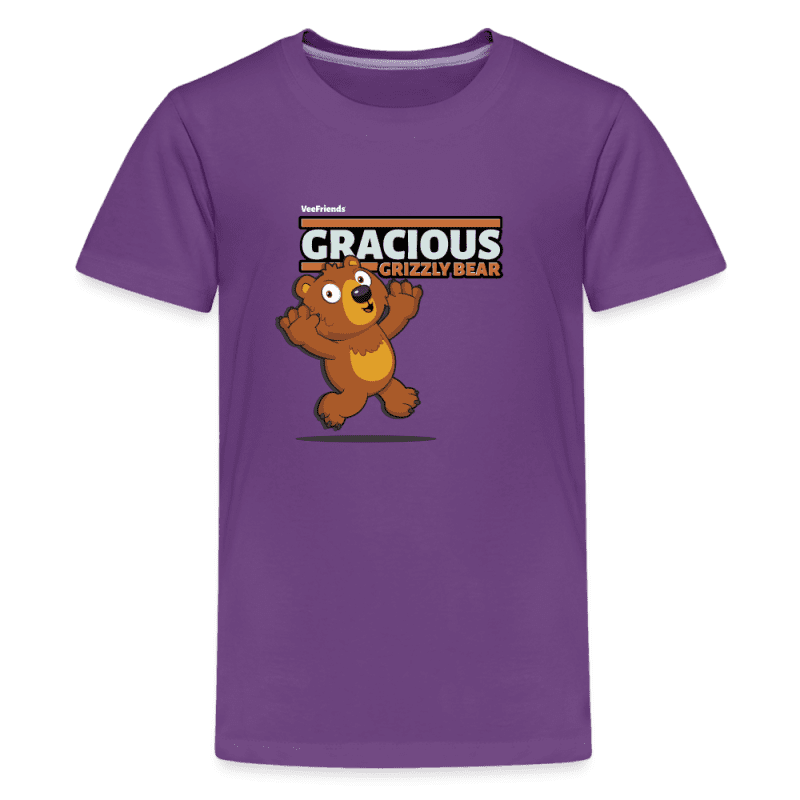 Gracious Grizzly Bear Character Comfort Kids Tee - purple