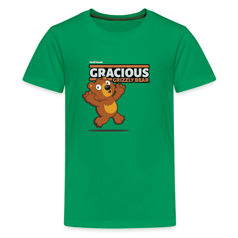 Gracious Grizzly Bear Character Comfort Kids Tee - kelly green