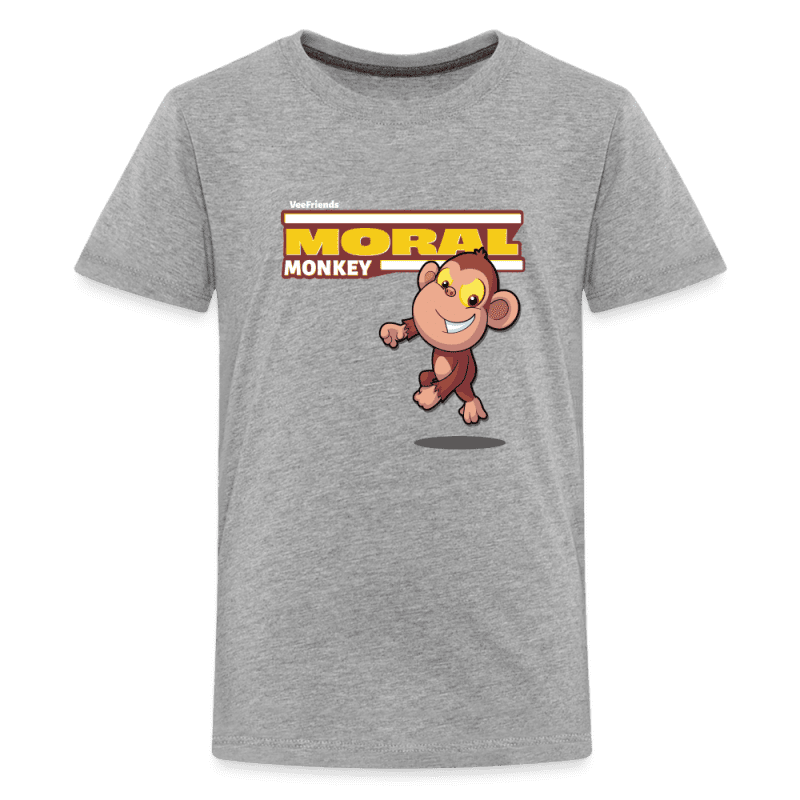 Moral Monkey Character Comfort Kids Tee - heather gray