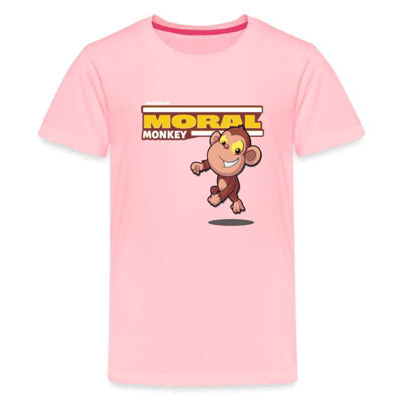 Moral Monkey Character Comfort Kids Tee - pink