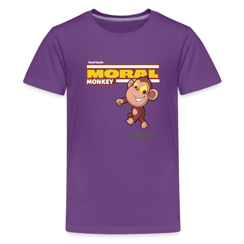 Moral Monkey Character Comfort Kids Tee - purple