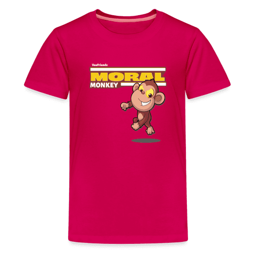 Moral Monkey Character Comfort Kids Tee - dark pink