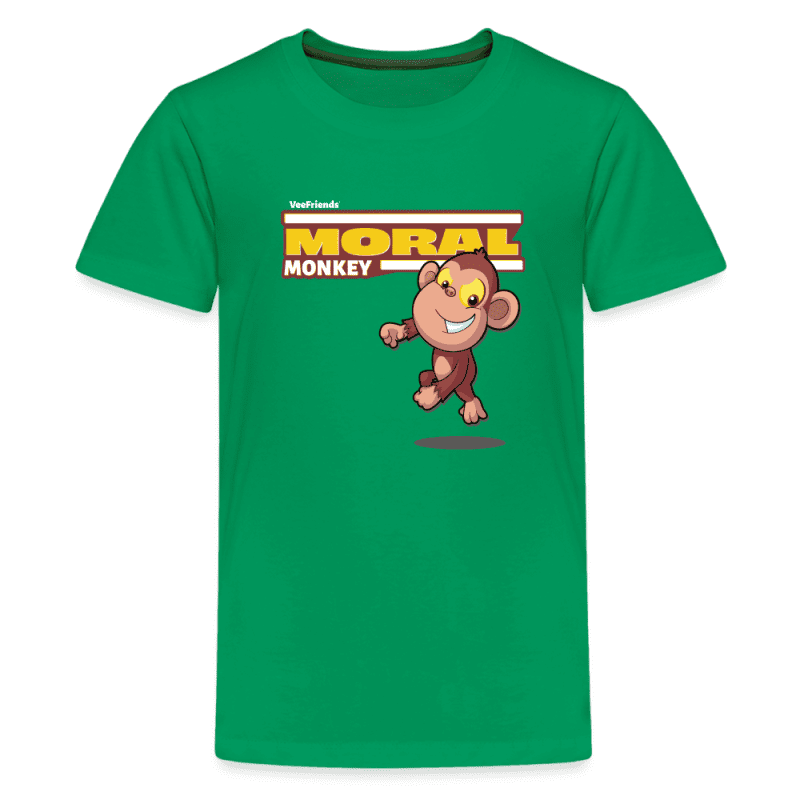 Moral Monkey Character Comfort Kids Tee - kelly green