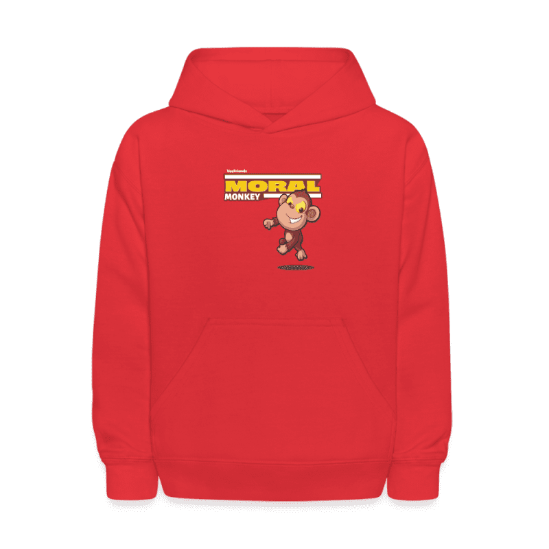 Moral Monkey Character Comfort Kids Hoodie - red