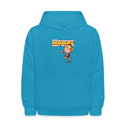 Moral Monkey Character Comfort Kids Hoodie - turquoise