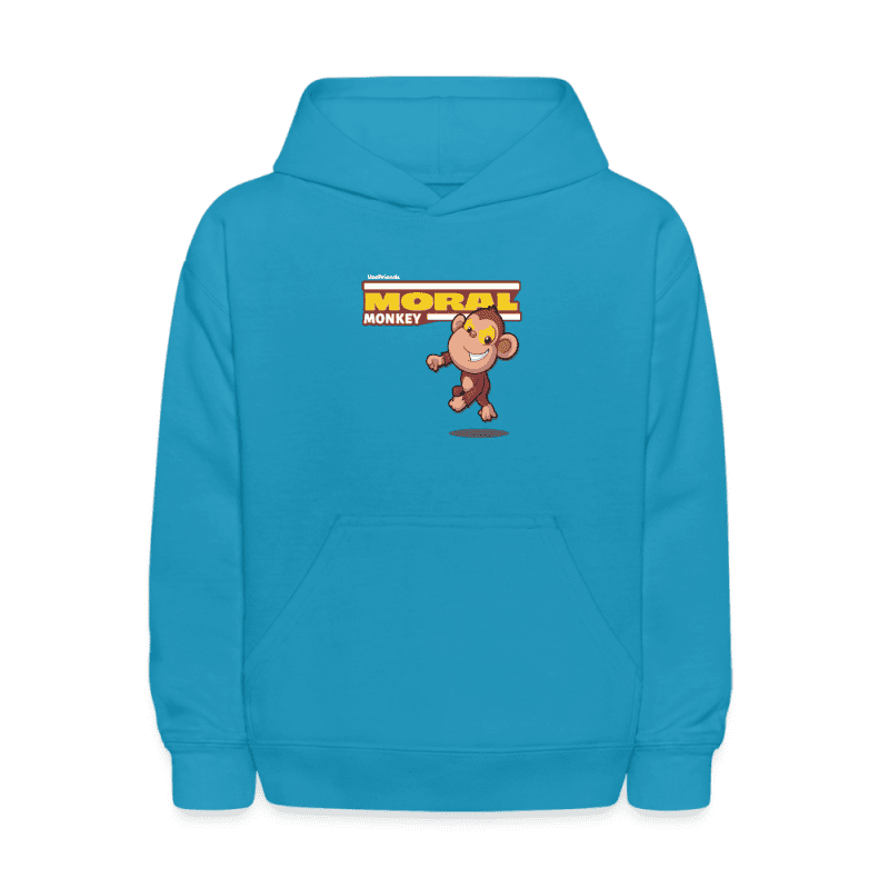 Moral Monkey Character Comfort Kids Hoodie - turquoise