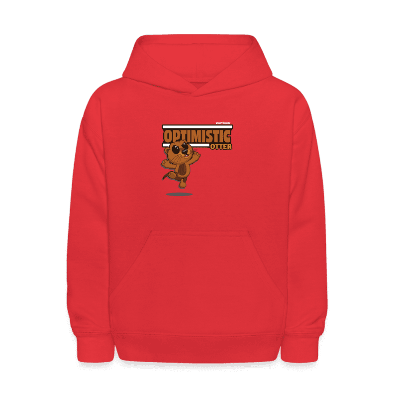 Optimistic Otter Character Comfort Kids Hoodie - red