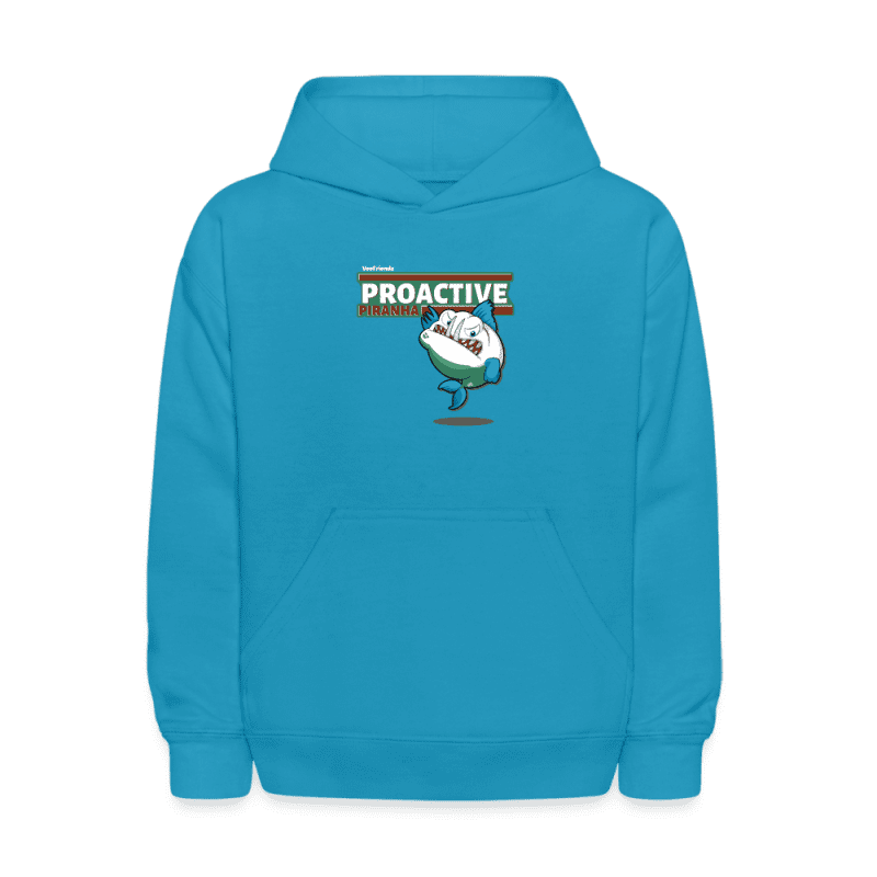 Proactive Piranha Character Comfort Kids Hoodie - turquoise