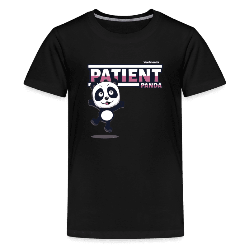 Patient Panda Character Comfort Kids Tee - black