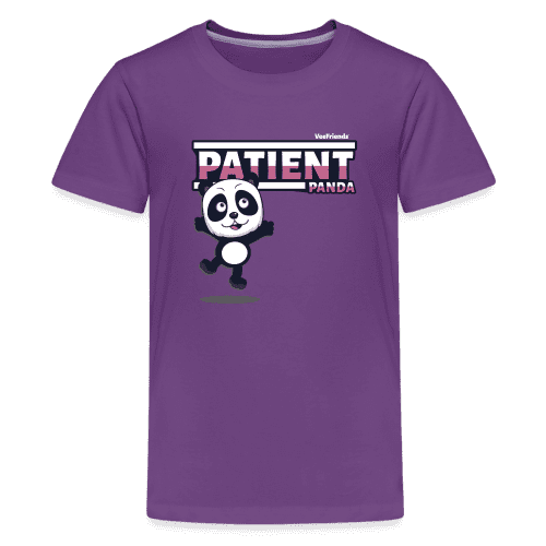 Patient Panda Character Comfort Kids Tee - purple