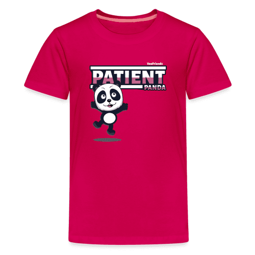 Patient Panda Character Comfort Kids Tee - dark pink