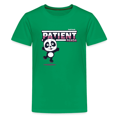 Patient Panda Character Comfort Kids Tee - kelly green