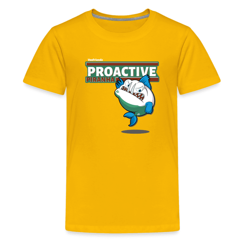 Proactive Piranha Character Comfort Kids Tee - sun yellow