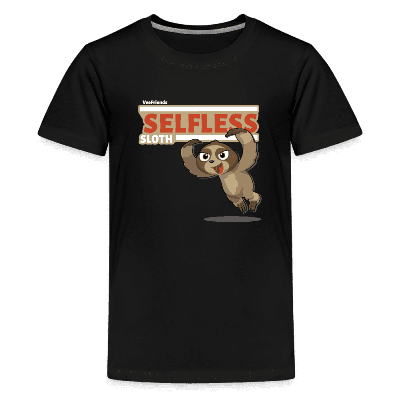 Selfless Sloth Character Comfort Kids Tee - black