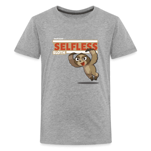 Selfless Sloth Character Comfort Kids Tee - heather gray