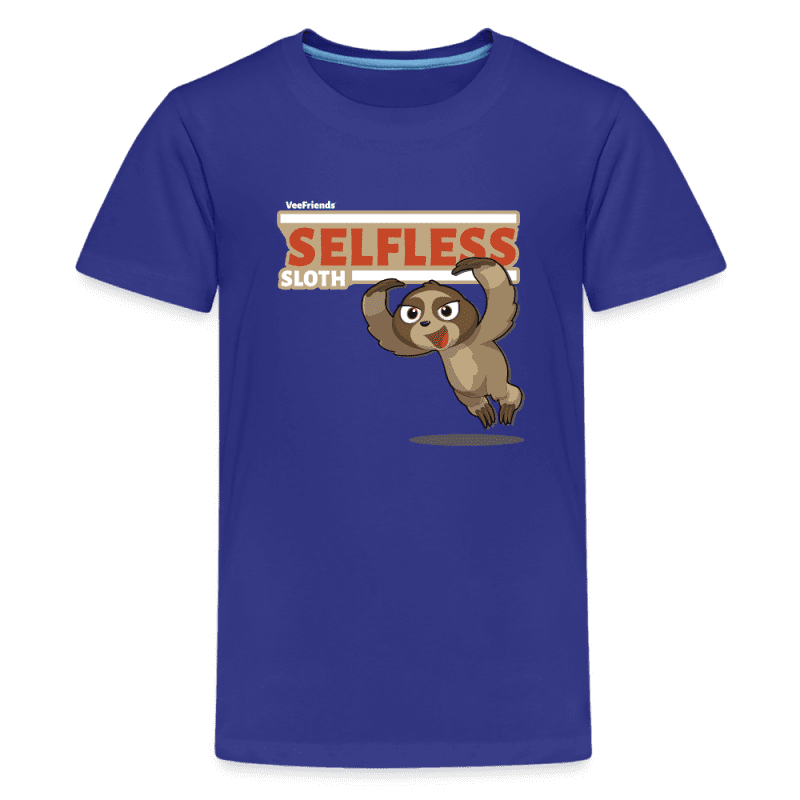 Selfless Sloth Character Comfort Kids Tee - royal blue