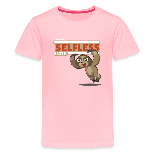 Selfless Sloth Character Comfort Kids Tee - pink