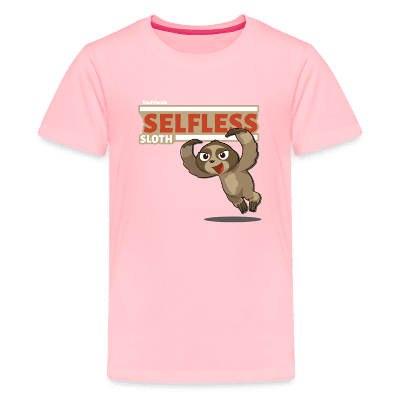 Selfless Sloth Character Comfort Kids Tee - pink