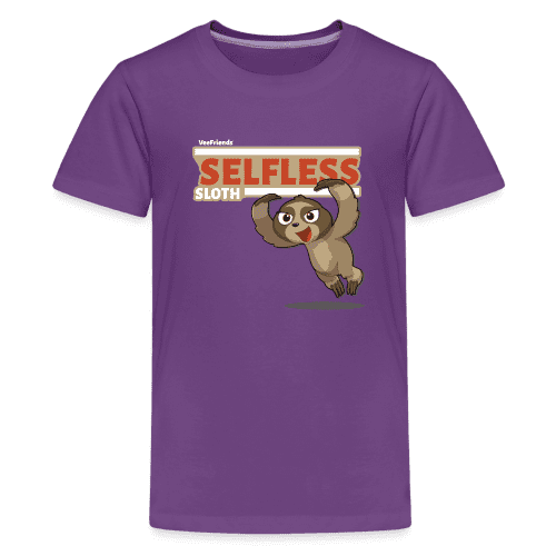 Selfless Sloth Character Comfort Kids Tee - purple