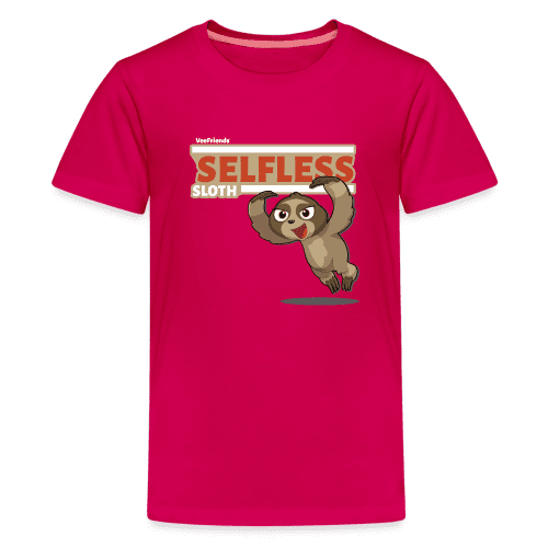 Selfless Sloth Character Comfort Kids Tee - dark pink