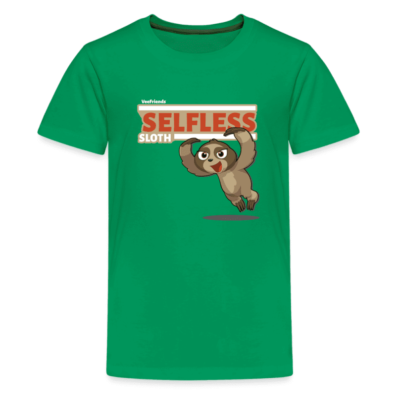 Selfless Sloth Character Comfort Kids Tee - kelly green