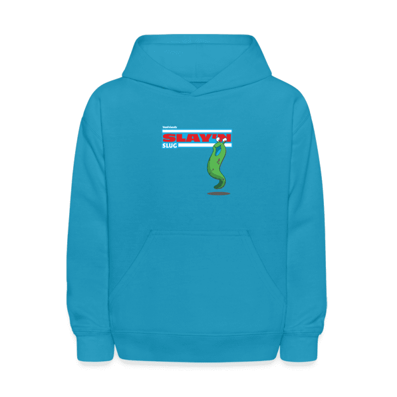 Slay'n Slug Character Comfort Kids Hoodie - turquoise