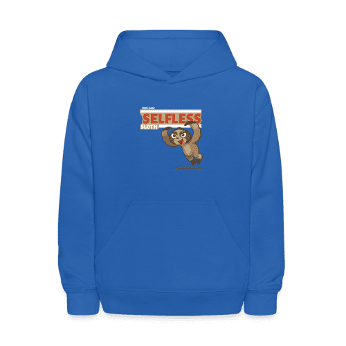 Selfless Sloth Character Comfort Kids Hoodie - royal blue