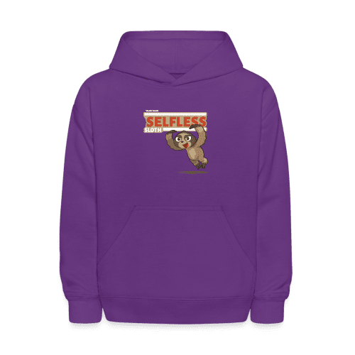 Selfless Sloth Character Comfort Kids Hoodie - purple