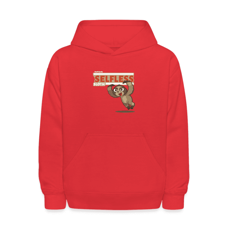 Selfless Sloth Character Comfort Kids Hoodie - red