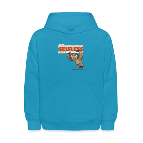 Selfless Sloth Character Comfort Kids Hoodie - turquoise