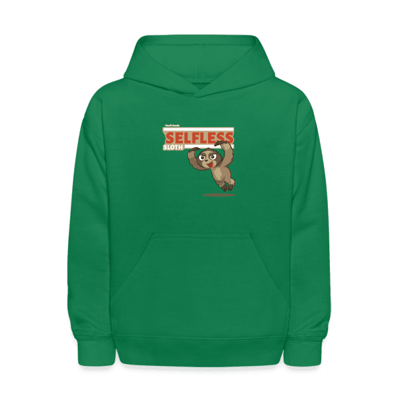 Selfless Sloth Character Comfort Kids Hoodie - kelly green