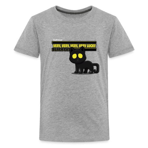 Very, Very, Very, Very Lucky Black Cat Character Comfort Kids Tee - heather gray