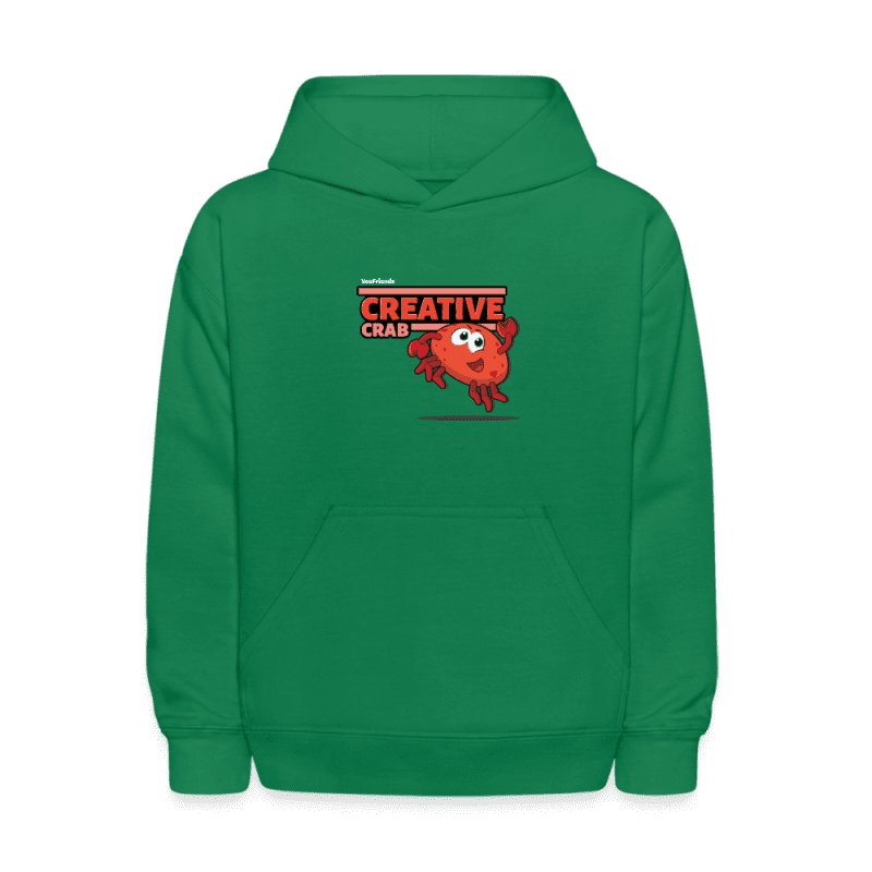 Creative Crab Character Comfort Kids Hoodie - kelly green