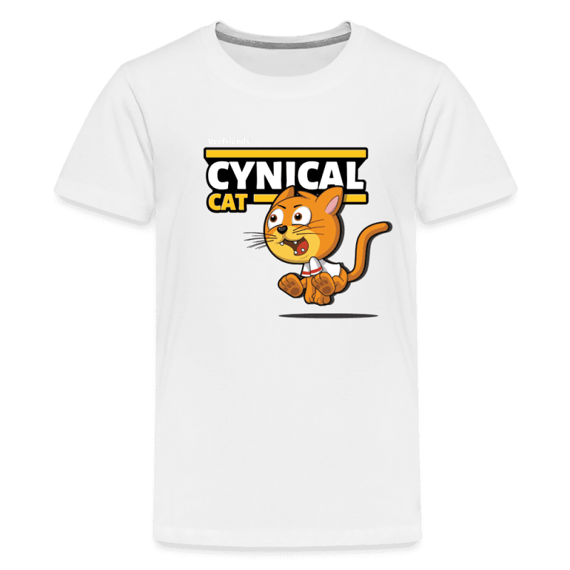 Cynical Cat Character Comfort Kids Tee - white