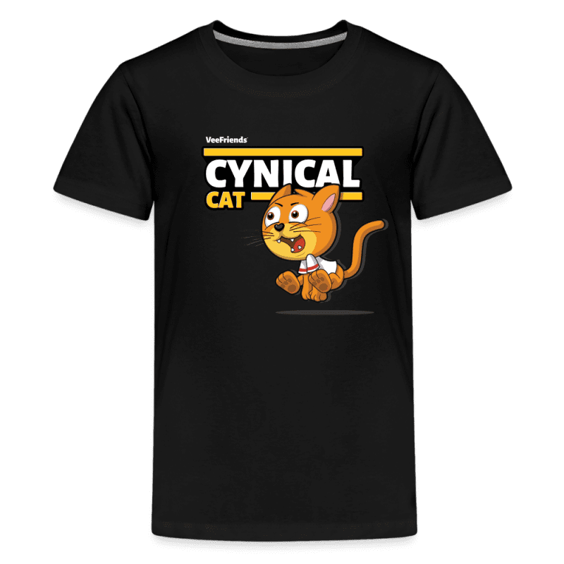 Cynical Cat Character Comfort Kids Tee - black