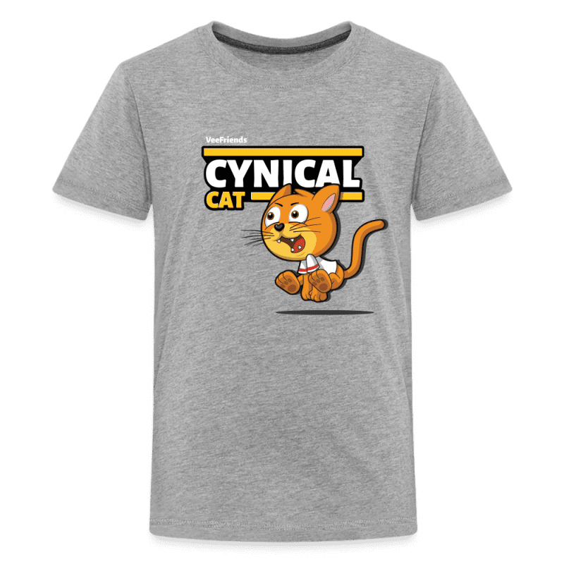 Cynical Cat Character Comfort Kids Tee - heather gray