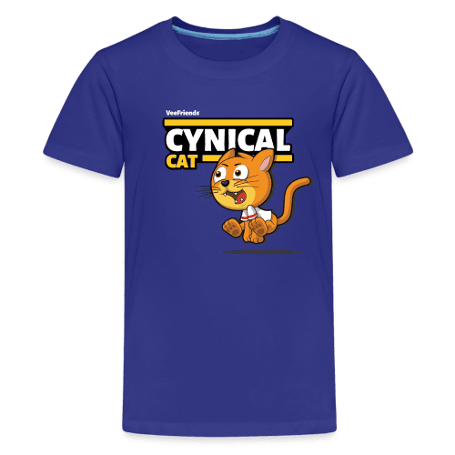 Cynical Cat Character Comfort Kids Tee - royal blue