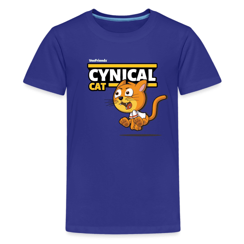 Cynical Cat Character Comfort Kids Tee - royal blue