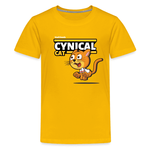 Cynical Cat Character Comfort Kids Tee - sun yellow