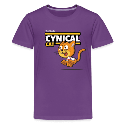 Cynical Cat Character Comfort Kids Tee - purple